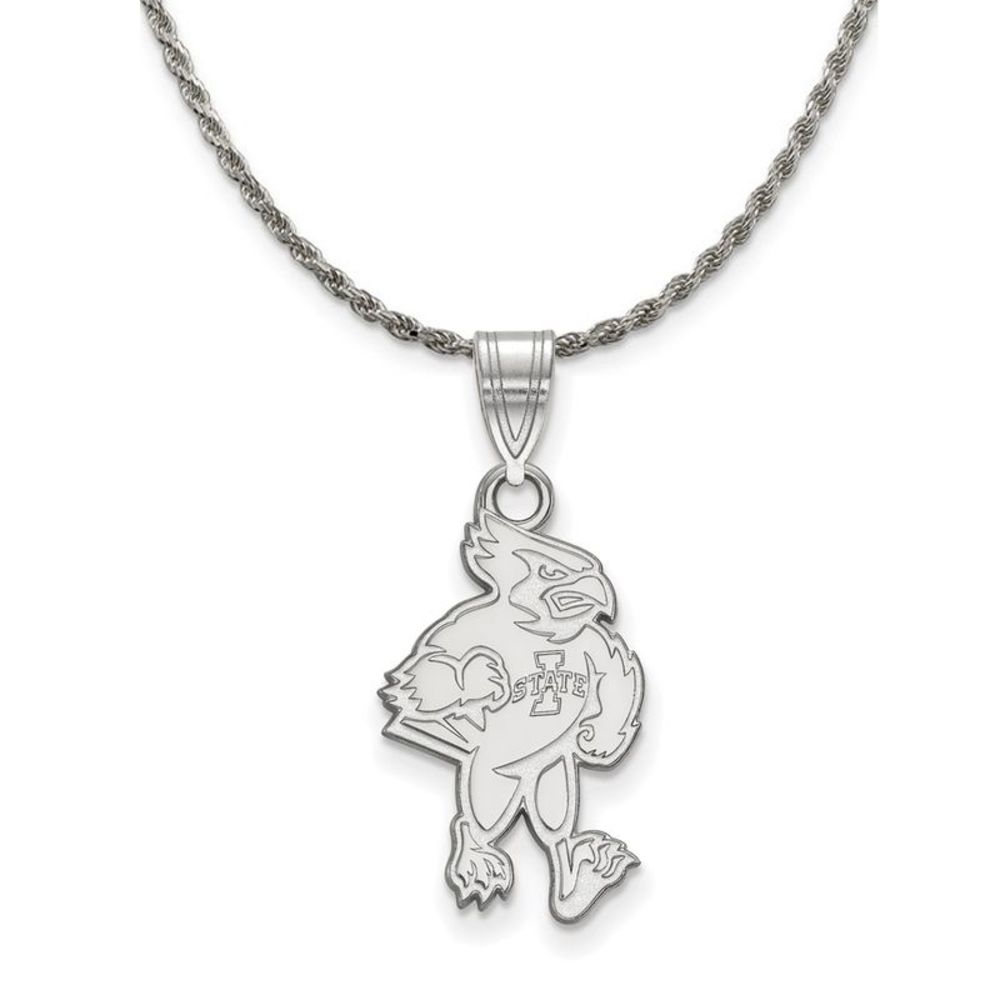 Sterling Silver Iowa State Cyclones Lg Pendant Necklace - 18 Inch